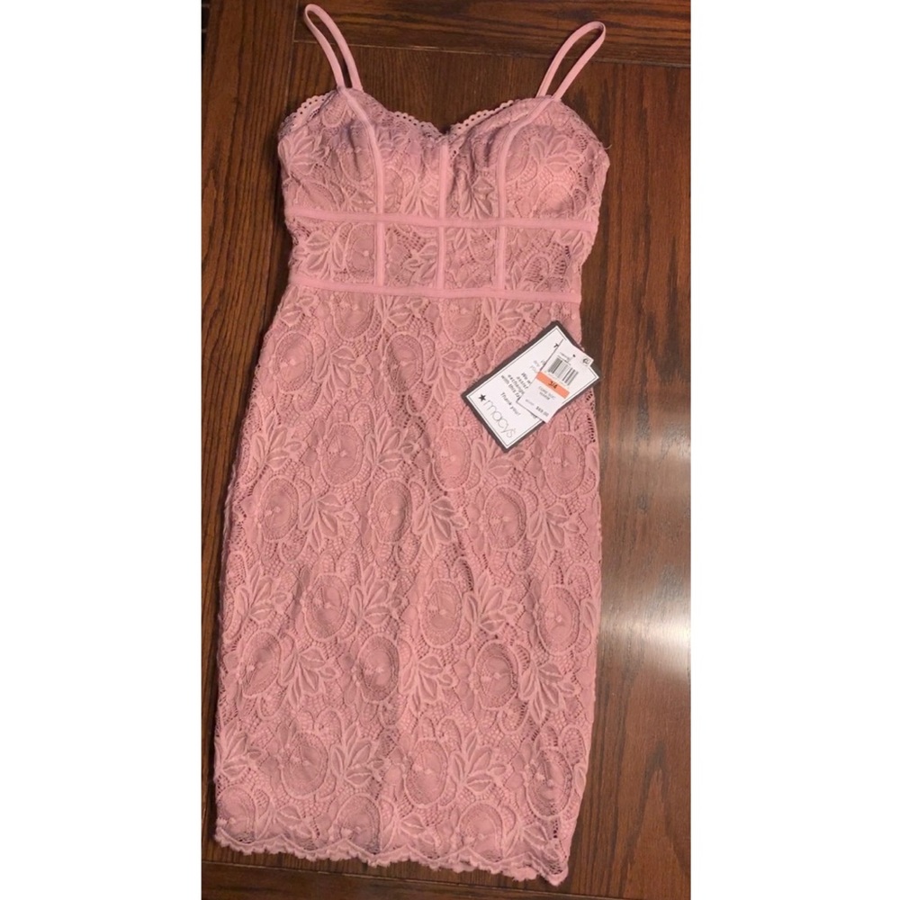 Blush pink lace dress